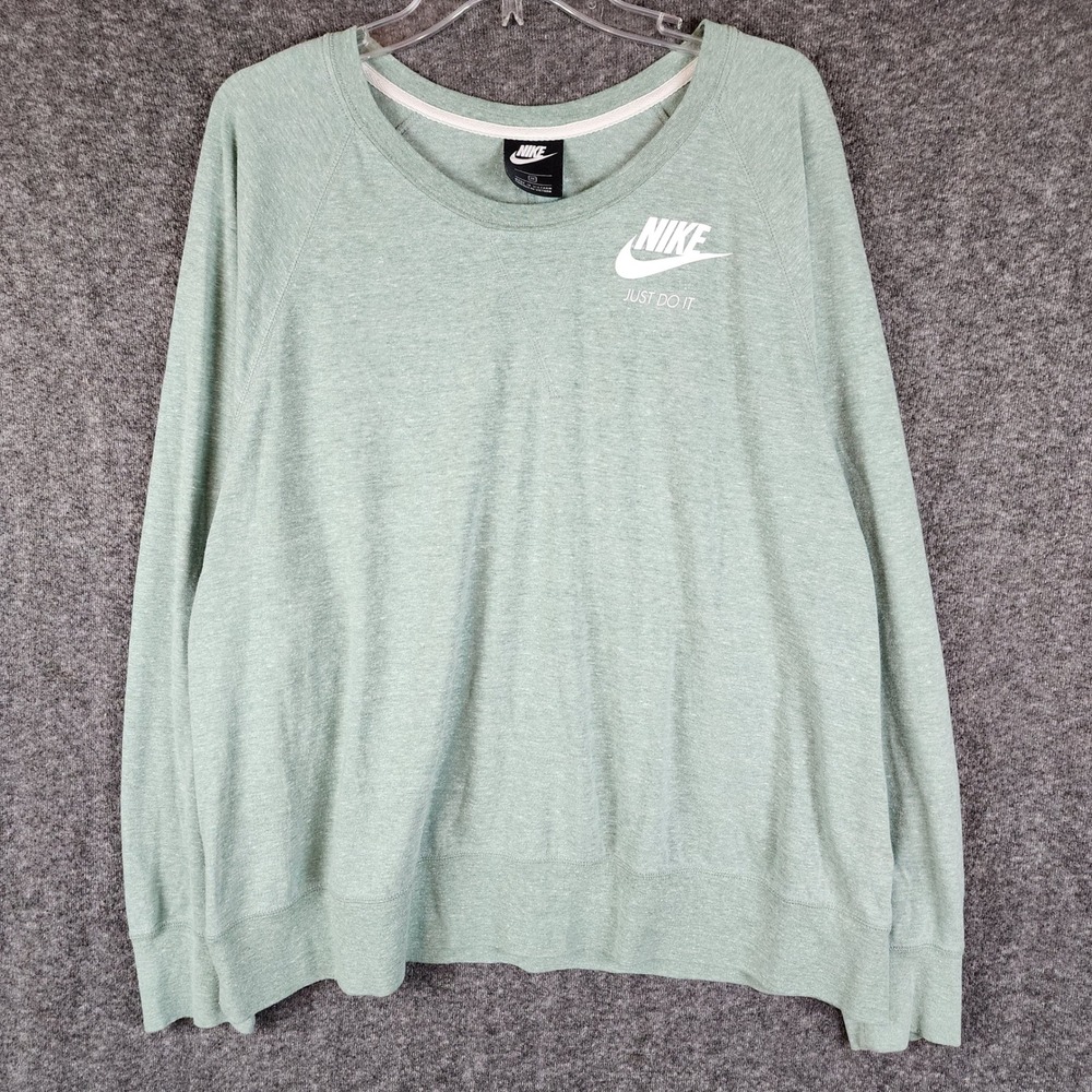Nike Pullover Top Womens 3X Sportswear Green Raglan Logo EUC
